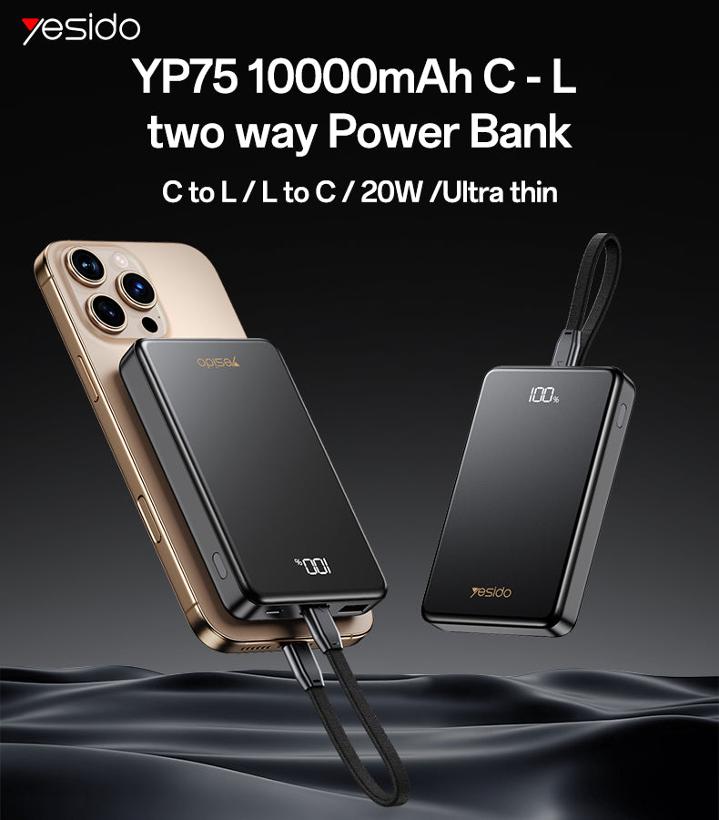 Power bank YESIDO YP75 BLACK