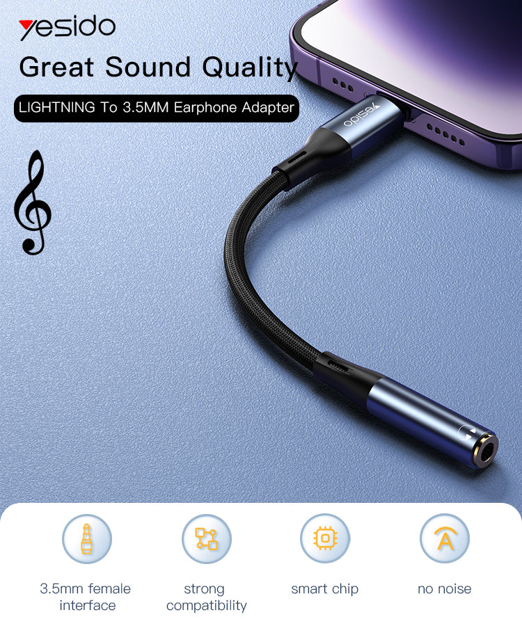 Aux cable YESIDO YAU37 BLACK