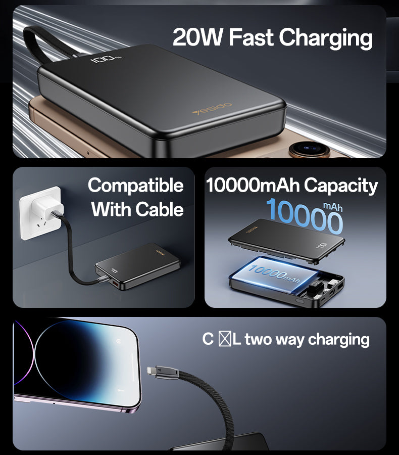 Power bank YESIDO YP75 BLACK