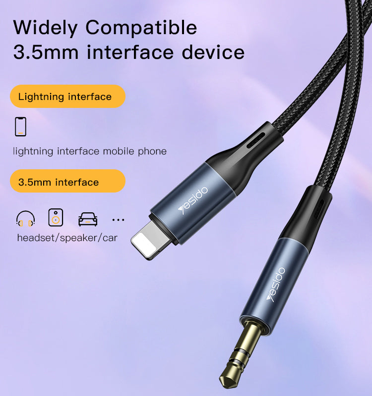 Aux cable YESIDO YAU35 BLACK