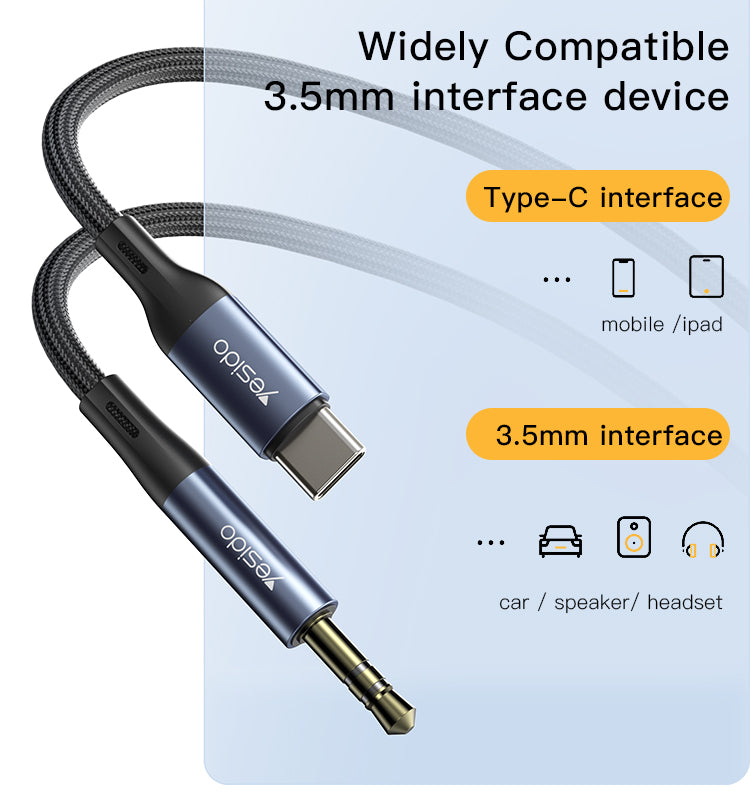 Aux cable YESIDO YAU36 BLACK