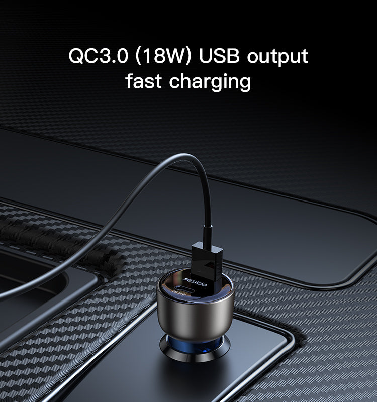 48W zinc alloy+ABS semi-transparent blue car charger Y52
