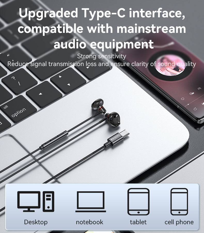 EARPHONE YESIDO YH49 BLACK