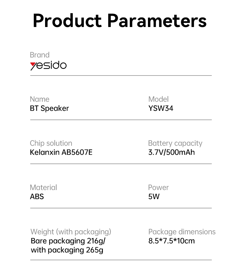 SPEAKER YESIDO YSW34 BLACK