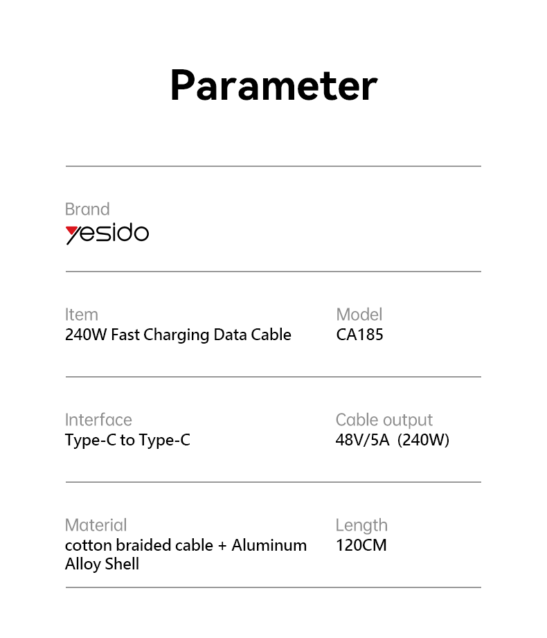 CABLE YESIDO CA185 BLACK