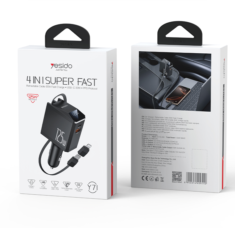 CAR CHARGER YESIDO Y71 Black