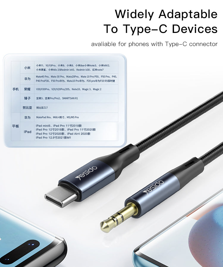 Aux cable YESIDO YAU36 BLACK