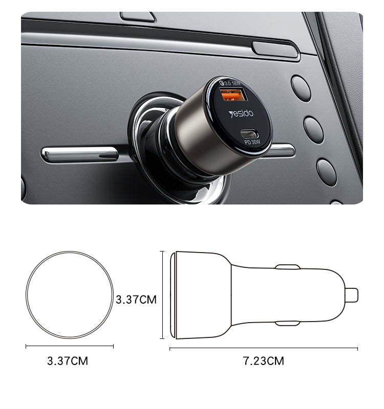 48W zinc alloy+ABS semi-transparent blue car charger Y52