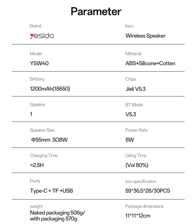 SPEAKER YESIDO YSW40 BLACK