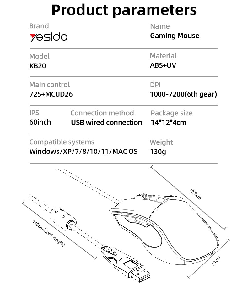 Mouse YESIDO KB20 BLACK