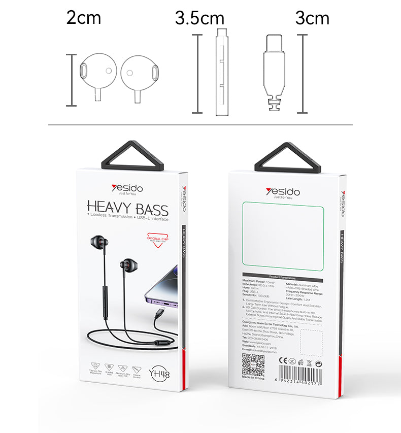 EARPHONE YESIDO YH48 Black
