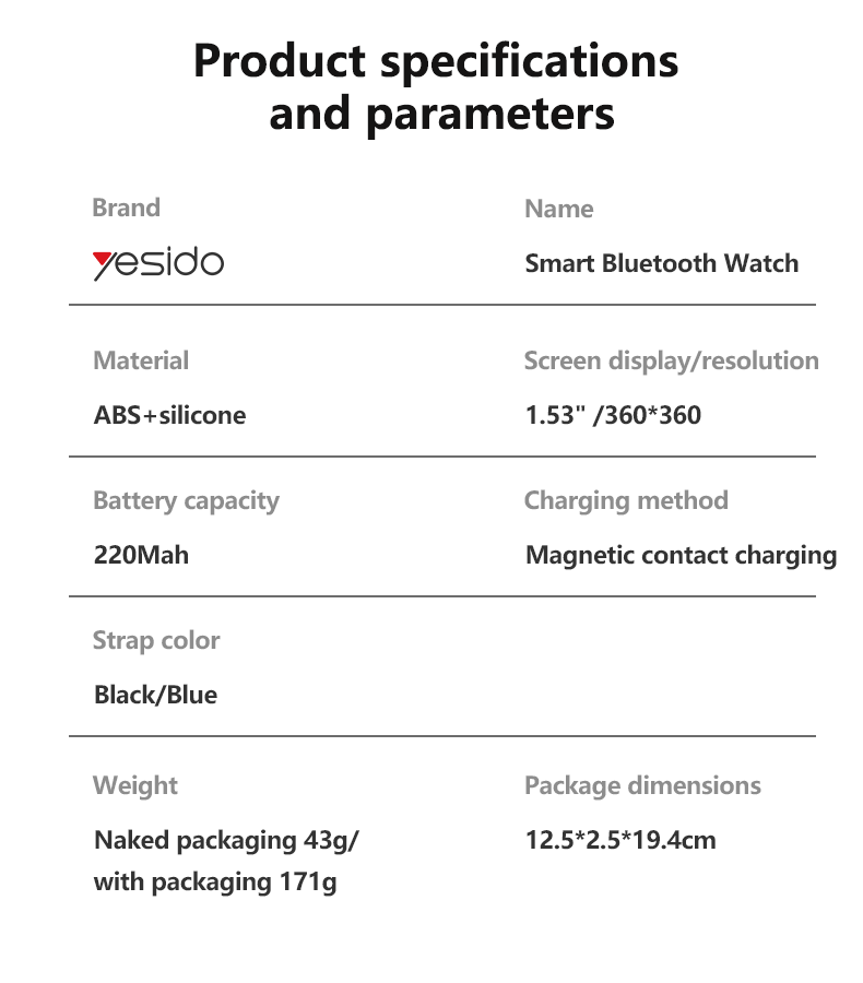 Sports Watch YESIDO IO43 BLACK