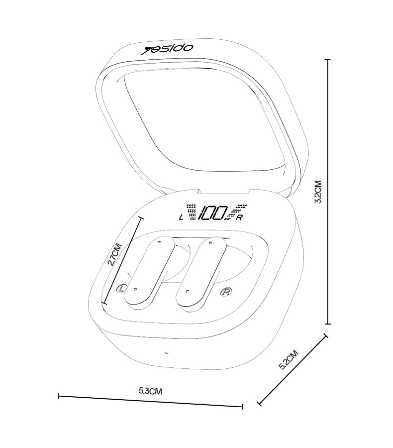 AIRPOD YESIDO TWS36 BLACK