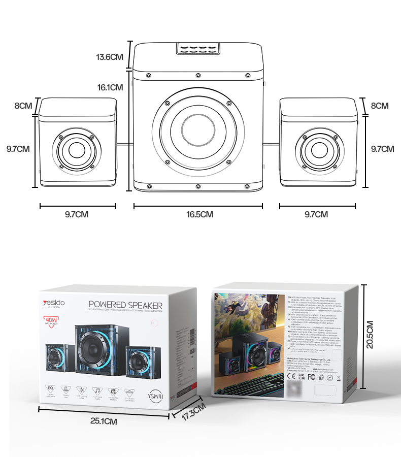 SPEAKER YESIDO YSW41 Black