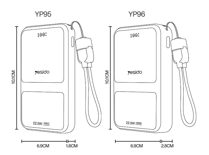 Power bank YESIDO YP96 SILVER