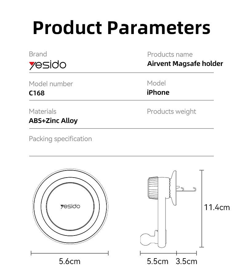 HOLDER YESIDO C168 Black