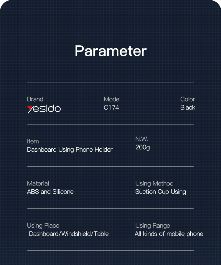 HOLDER YESIDO C174 Black