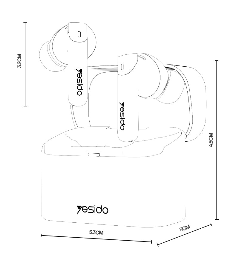 AIRPOD YESIDO TWS33 BLACK