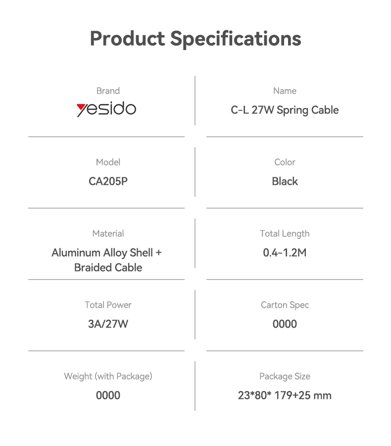 CABLE YESIDO CA205P BLACK