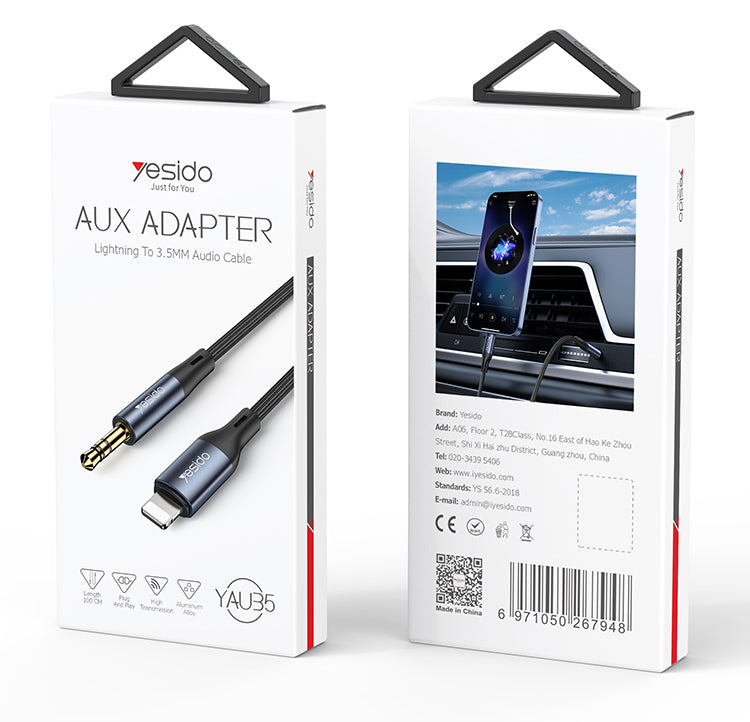 Aux cable YESIDO YAU35 BLACK