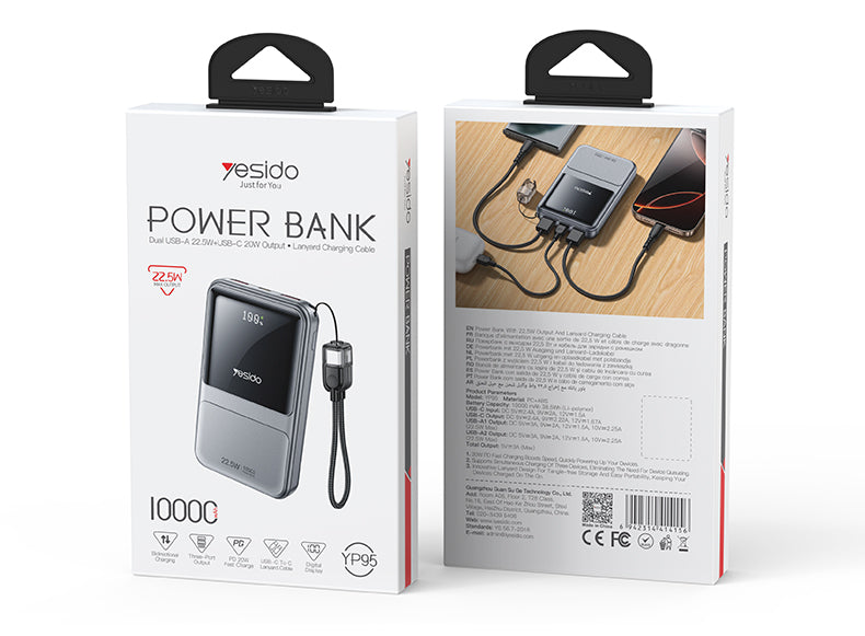 Power bank YESIDO YP95 SILVER