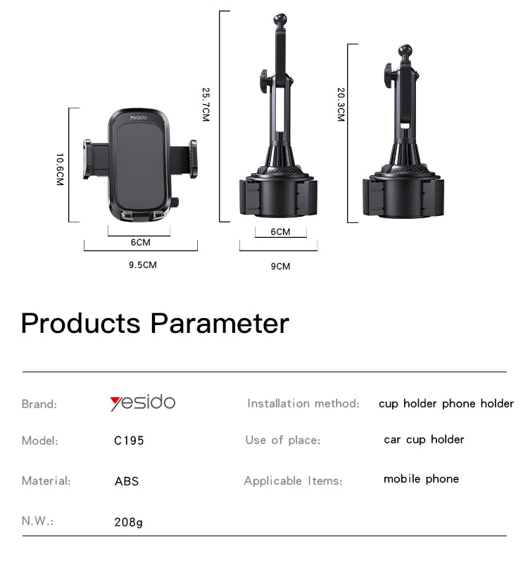 HOLDER YESIDO C195 Black