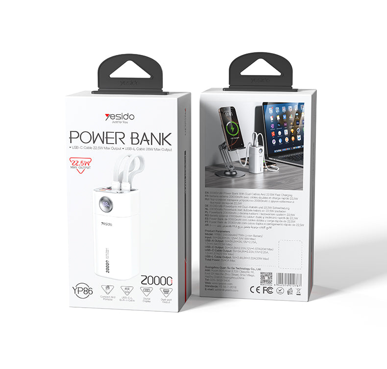 Power bank YESIDO YP86 WHITE