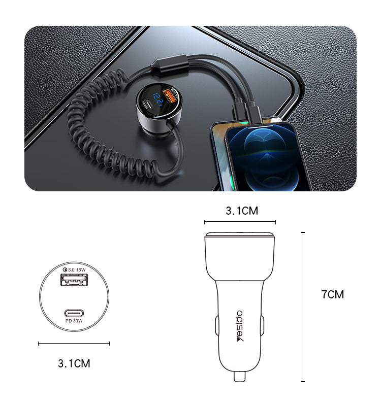 Car charger YESIDO Y58 BLACK