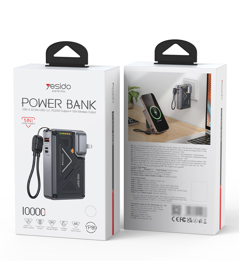 Power bank YESIDO YP89-EU BLACK