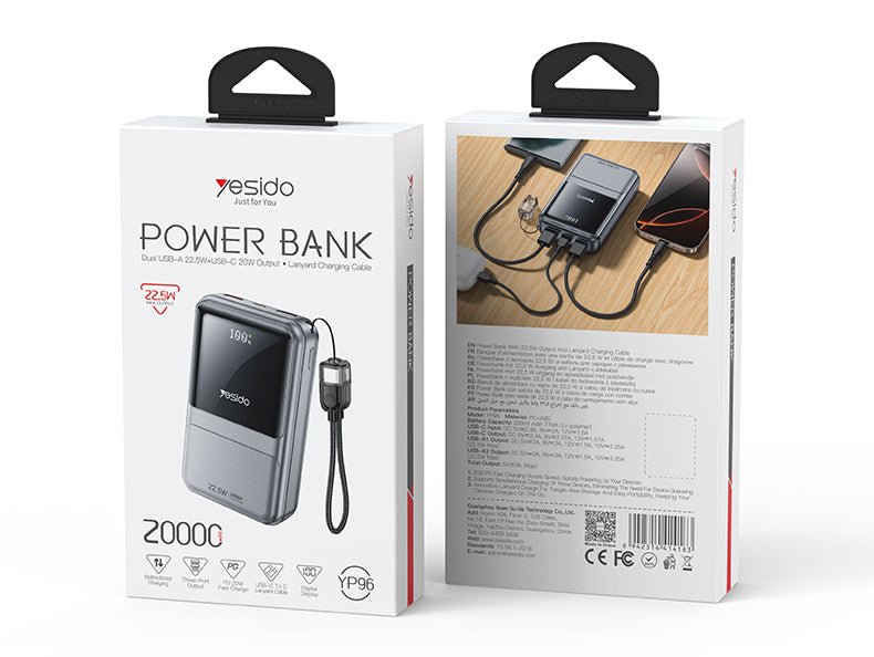 Power bank YESIDO YP96 SILVER