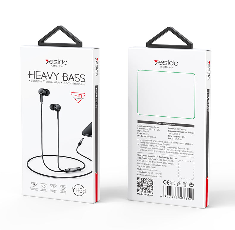 EARPHONE YESIDO YH53 BLACK