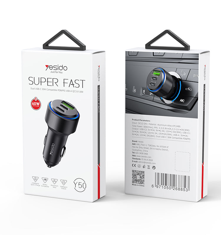 Car charger YESIDO Y50 BLACK