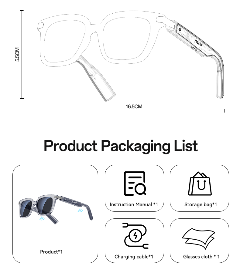 SMART GLASSES YESIDO IO41 Gray