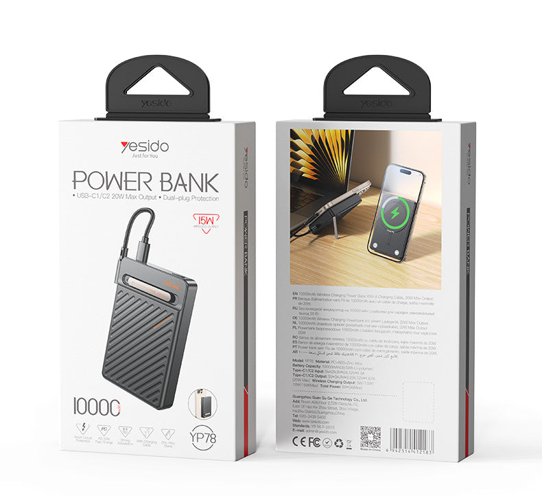 Power bank YESIDO YP78 BLACK