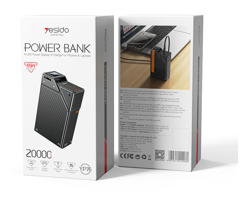 Power bank YESIDO YP76 BLACK