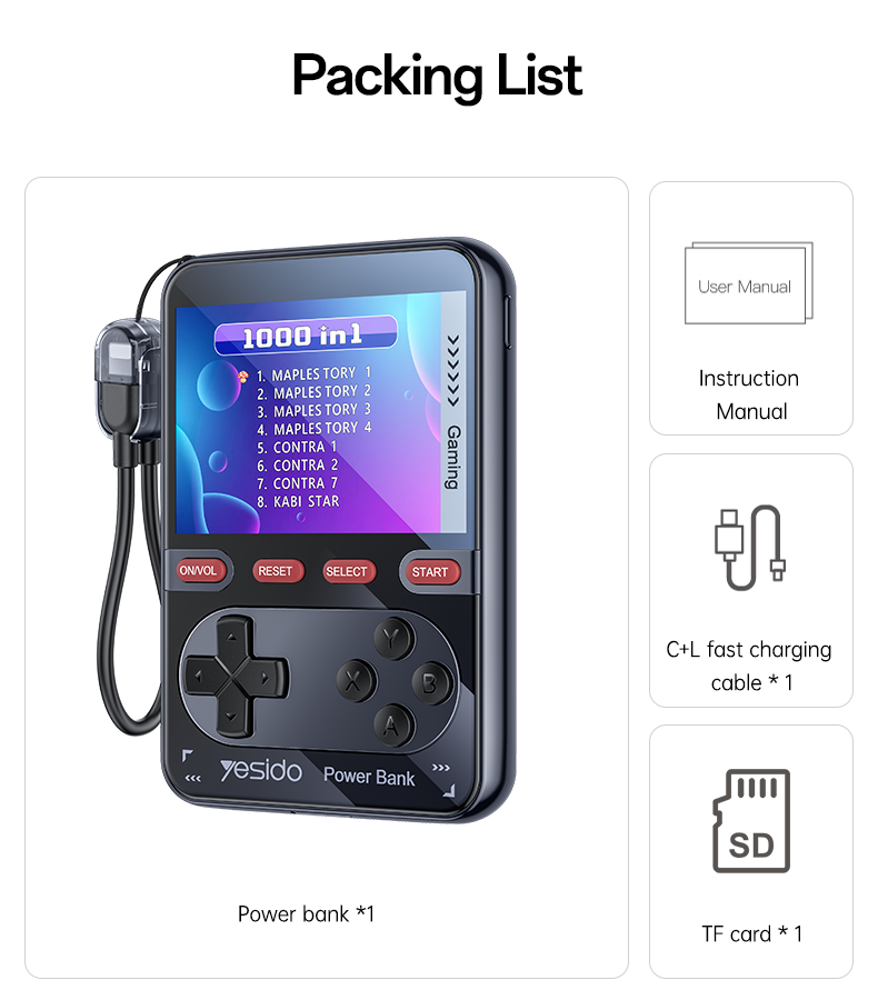 Power bank YESIDO YP87 BLACK