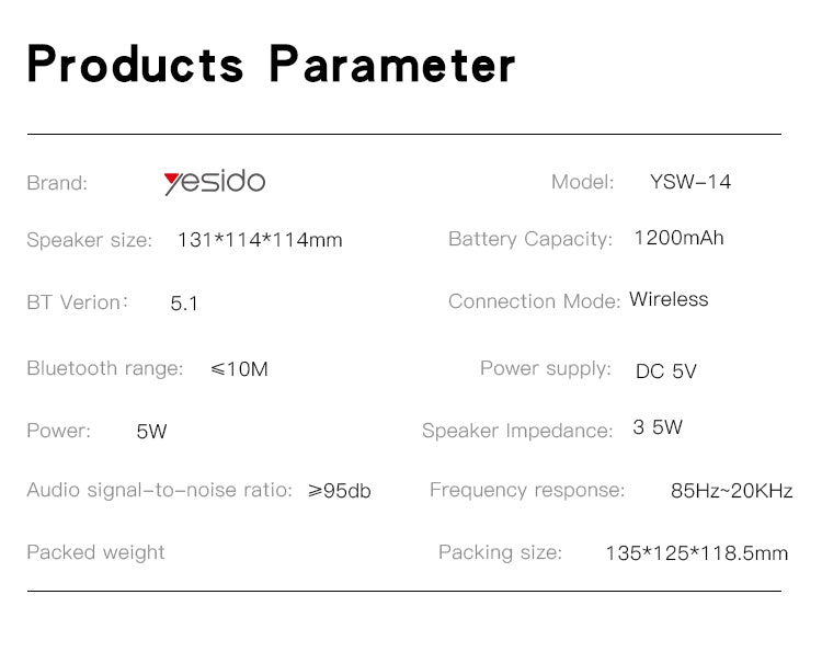 SPEAKER YESIDO YSW14 BLUE
