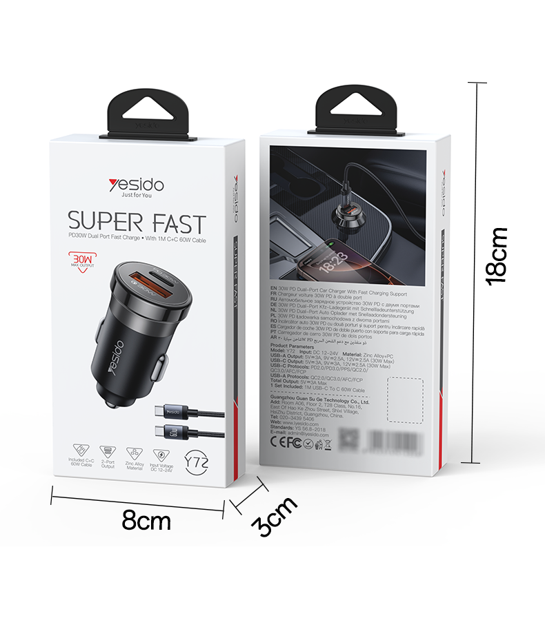 Car charger YESIDO Y72 BLACK