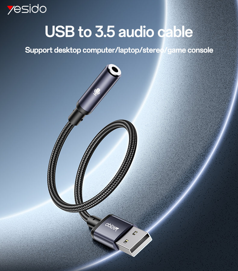 Aux cable YESIDO YAU46 BLACK