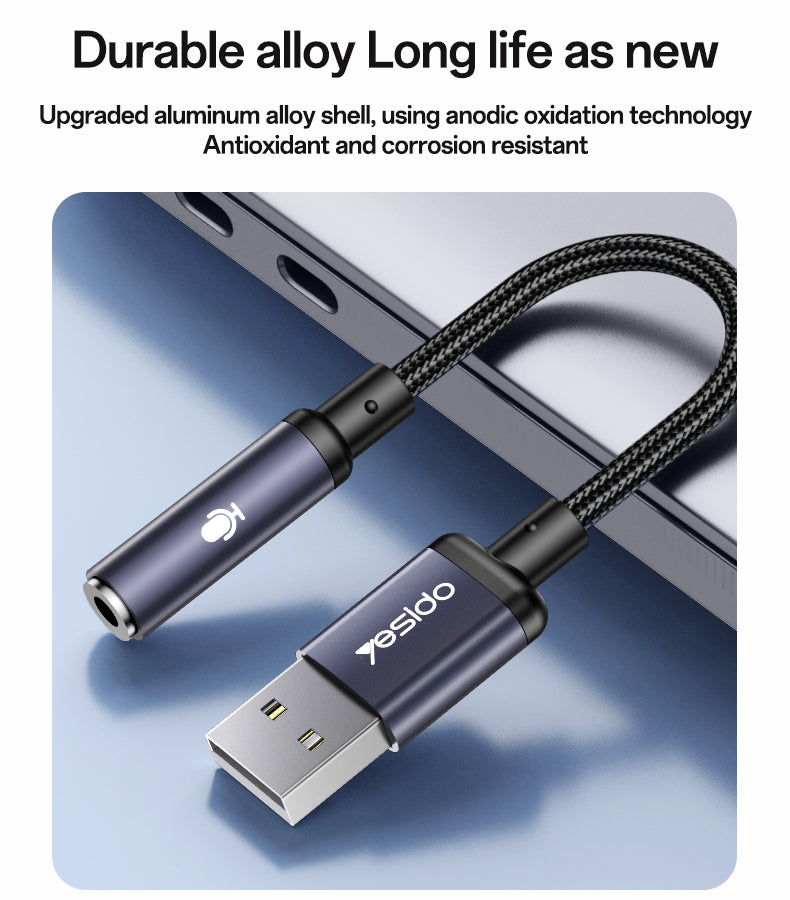 Aux cable YESIDO YAU46 BLACK