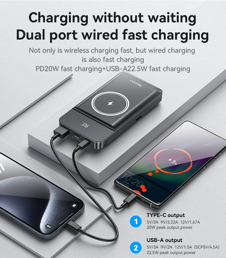 Power bank YESIDO YP69 BLACK