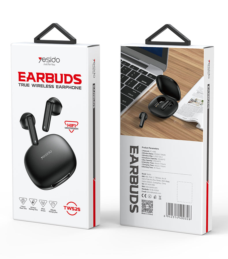 AIRPOD YESIDO TWS25 BLACK