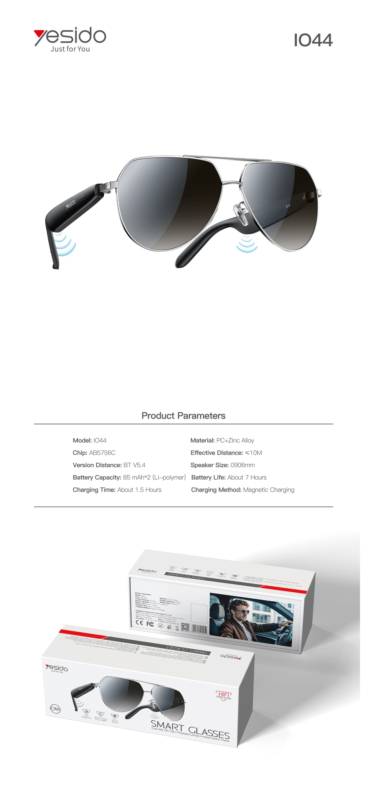 Smart Glasses YESIDO IO44 BLACK