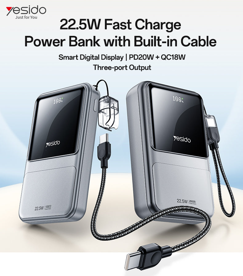 Power bank YESIDO YP96 SILVER