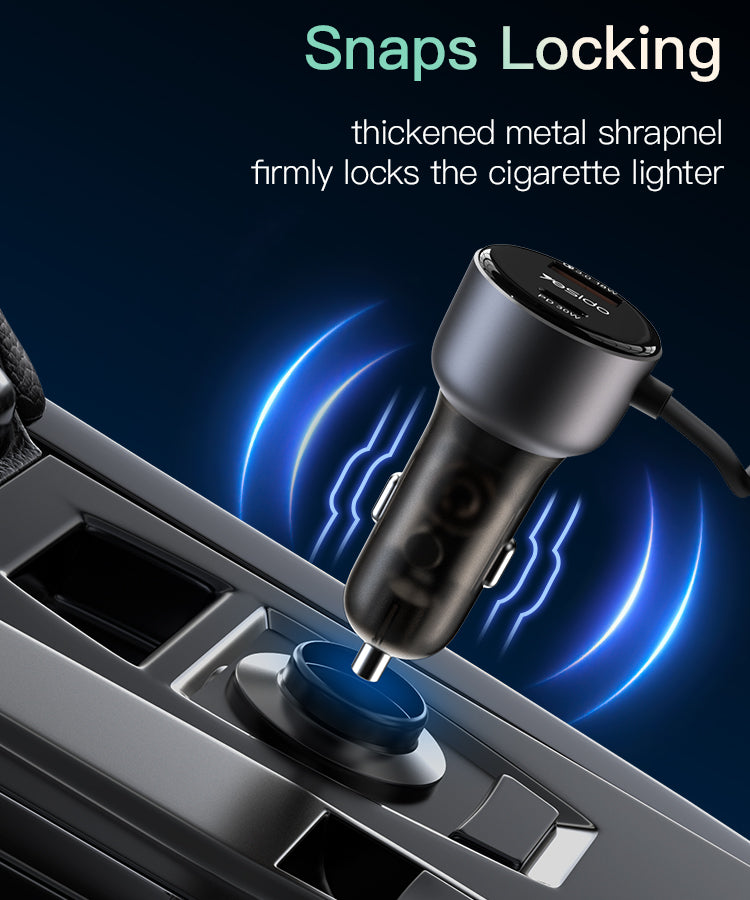 60W Fast Charging Car Charger(Built-in TC Cable) Y56