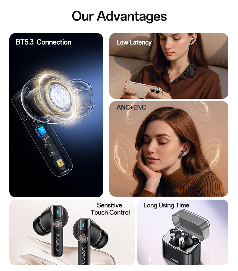 AIRPOD YESIDO TWS33 BLACK