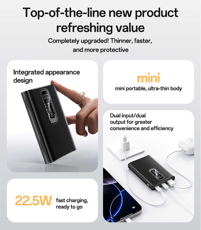 Power bank YESIDO YP91 GRAY