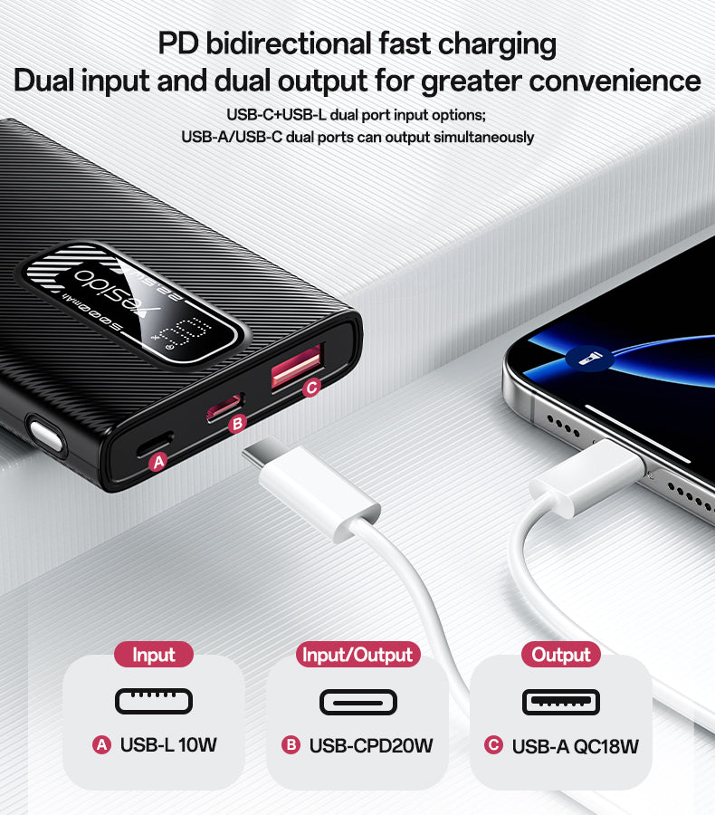 Power bank YESIDO YP92 BLACK