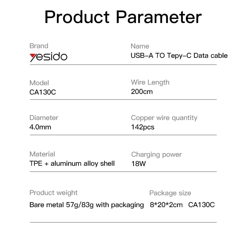 CABLE YESIDO CA130C BLACK