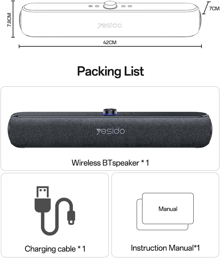 SPEAKER YESIDO YSW42 Black
